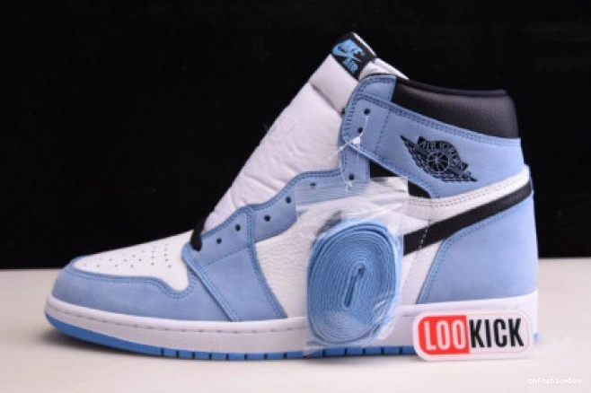 BLUE UNIVERSITY AIR 555088-134 WHITE BLACK HIGH RETRO 1 JORDAN 0801